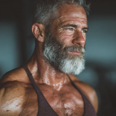 Adult matur în timpul antrenamentului de fitness la StrongLab